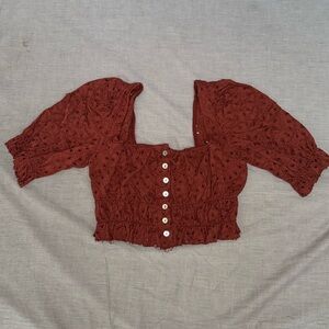 Urban outfitters Brooke eyelet rust top